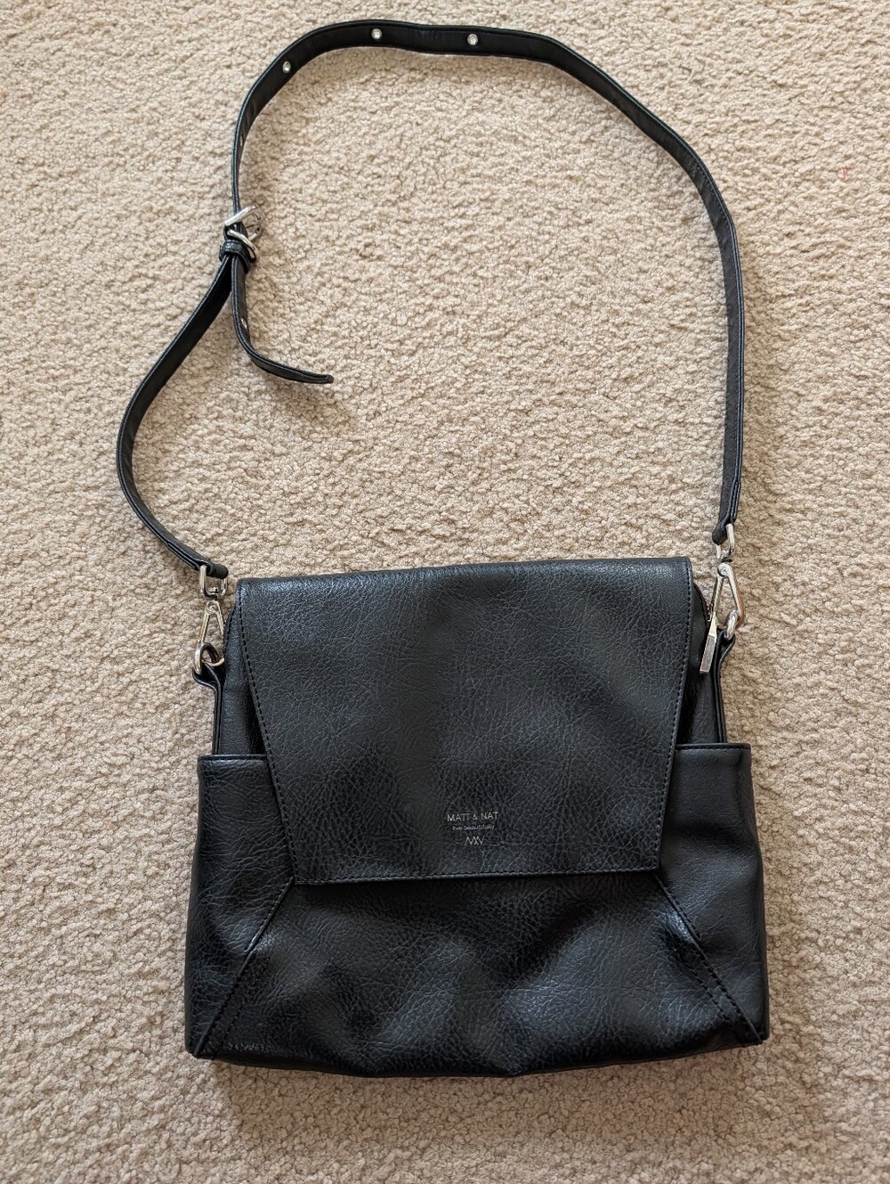 Matt & Nat Vegan Leather Black Crossbody Flap Bag